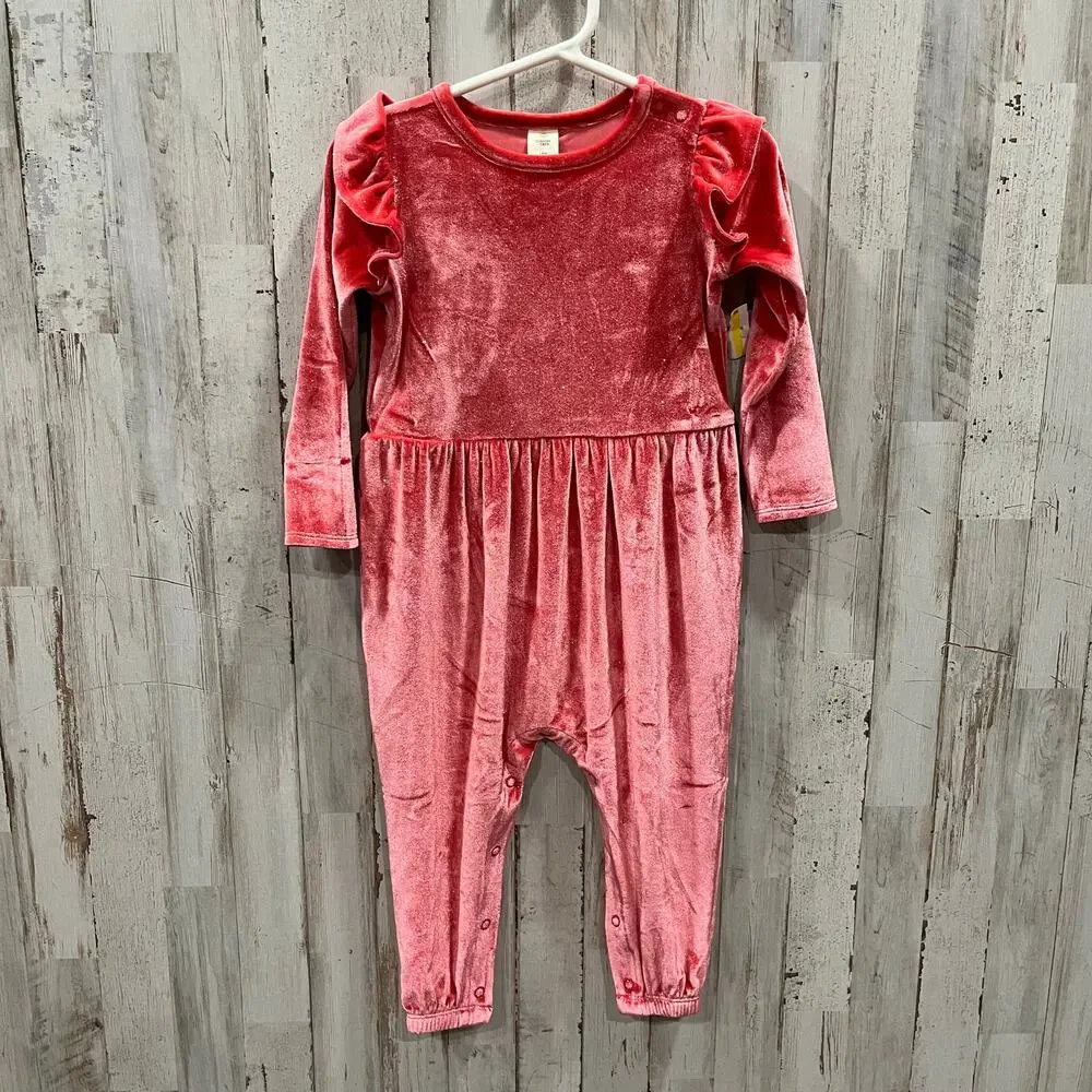 New! Tucker + Tate Pink Glitter Romper Velour Velvet 18 Months